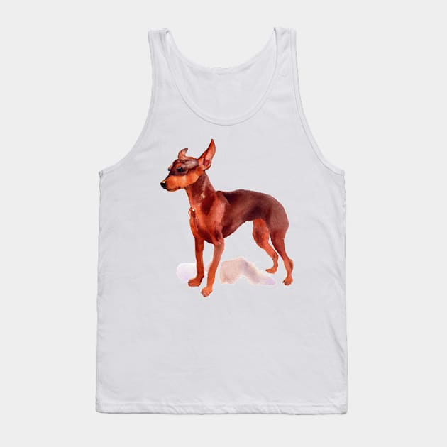 Watercolor Miniature Pinscher - Dog Lovers Tank Top by Edd Paint Something